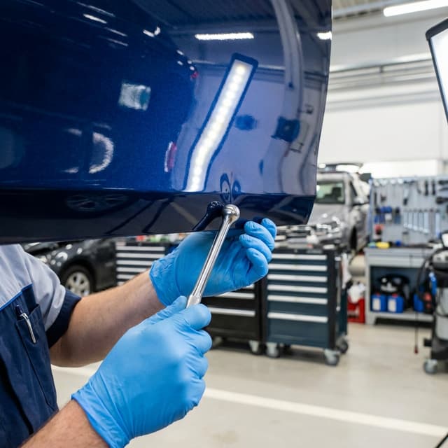 Paintless dent repair service at Heritage Paint & Body